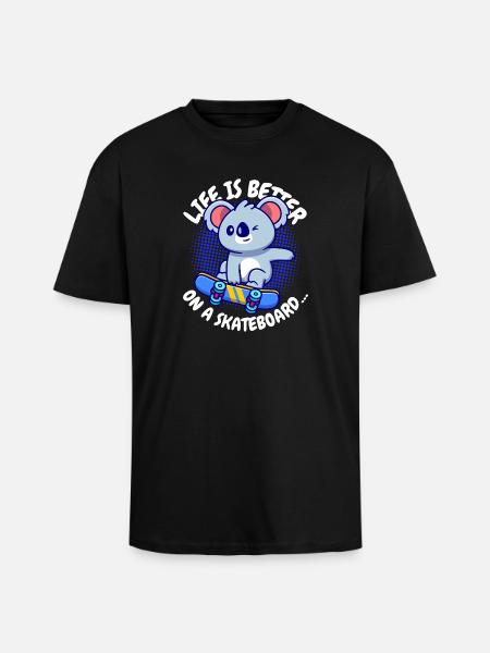 Koala Skateboard Joie de vivre - Unisex Oversized Heavyweight T-shirt - black