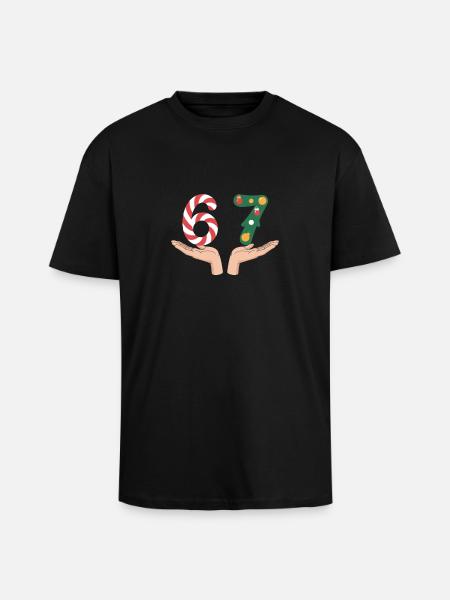 Christmas Number 67 Candycane Fir - Unisex Oversized Heavyweight T-shirt - black