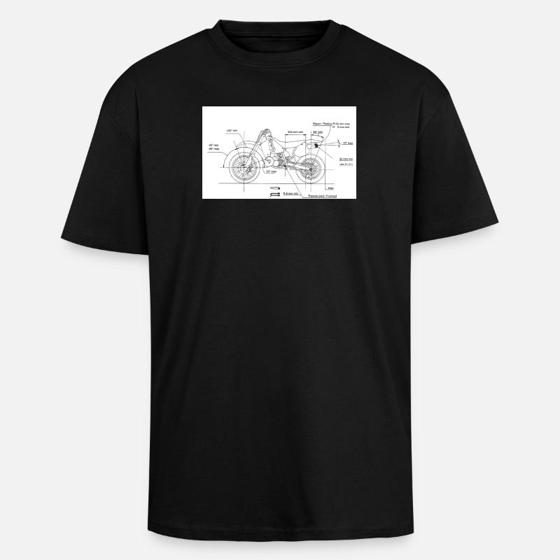 Motorcycle Blueprint: Custom Chopper - Unisex Oversized Heavyweight T-shirt - black
