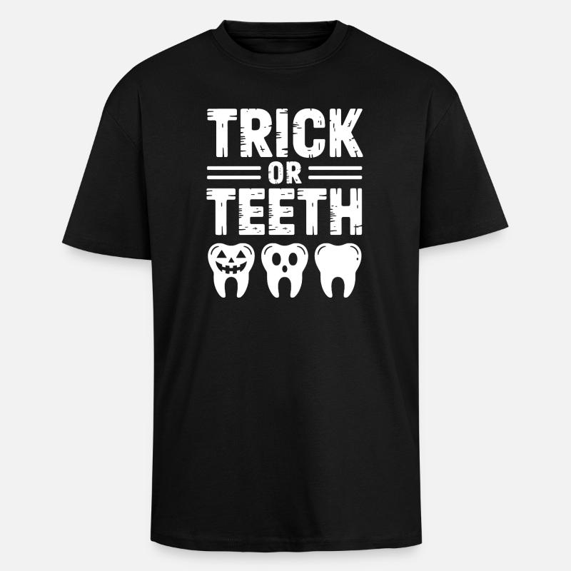 Trick oder Teeth Halloween-T-Shirt - Oversized Heavyweight Unisex T-Shirt - Schwarz