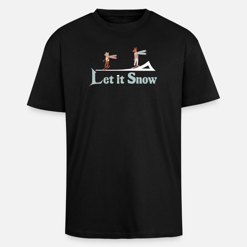 Let It Snow Winter Illustration - Oversized Heavyweight Unisex T-Shirt - Schwarz