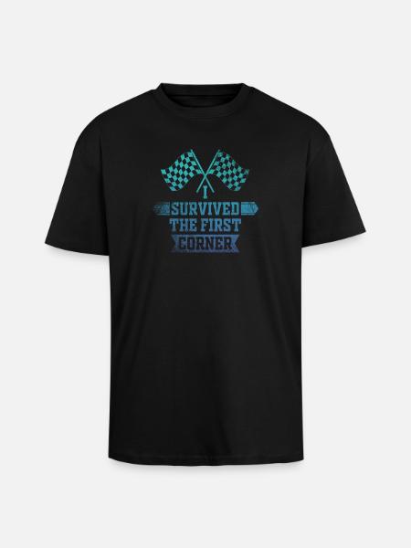 J’ai survécu au premier virage - T-shirt unisexe oversize épais - noir