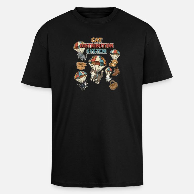 Cat Distribution System - Unisex Oversized Heavyweight T-shirt - black