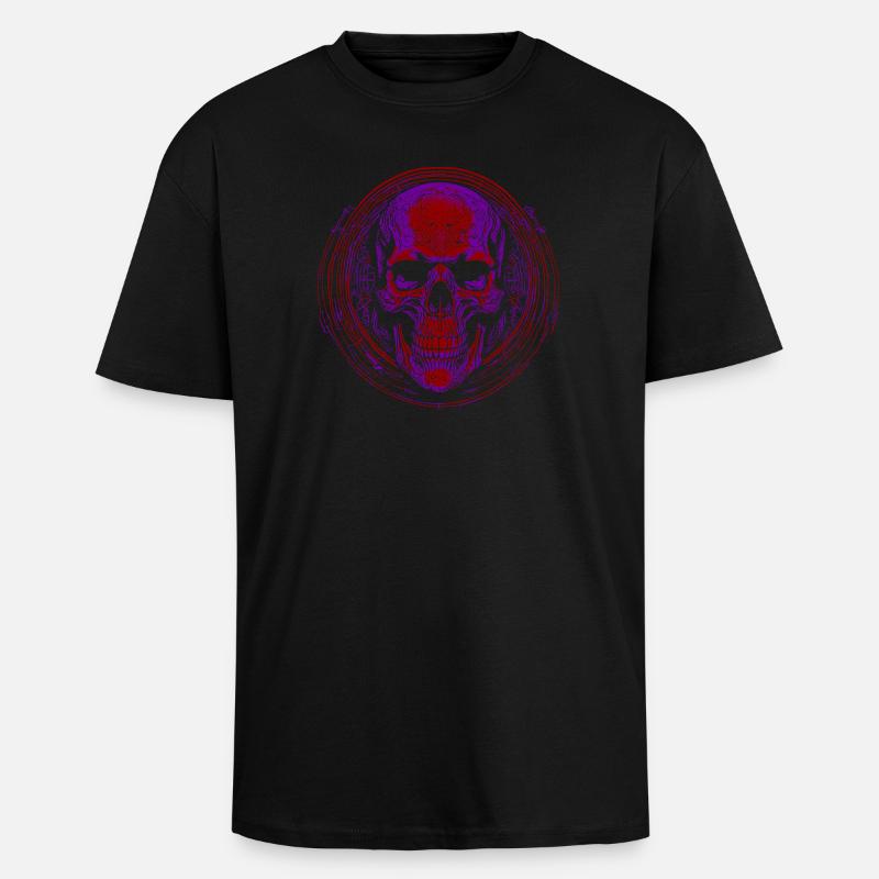 Mandala du Crâne Pourpre - T-shirt unisexe oversize épais - noir