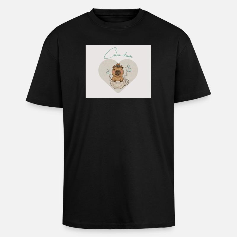 Frissons de hamster dans une tasse de thé - T-shirt unisexe oversize épais - noir