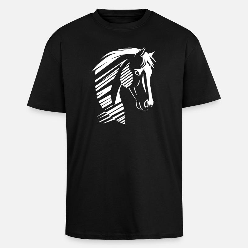 Pferdekopf Silhouette – Starkes Design - Oversized Heavyweight Unisex T-Shirt - Schwarz