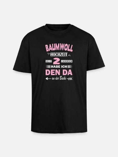 2nd Wedding Anniversary Anniversary Wife Gift - Unisex Oversized Heavyweight T-shirt - black