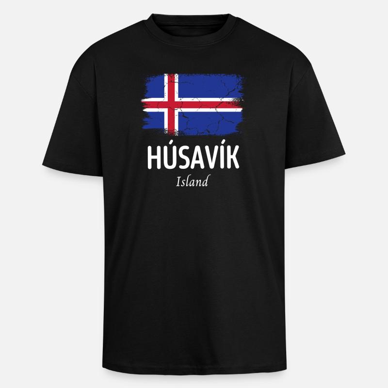 húsavík - Unisex Oversized Heavyweight T-shirt - black