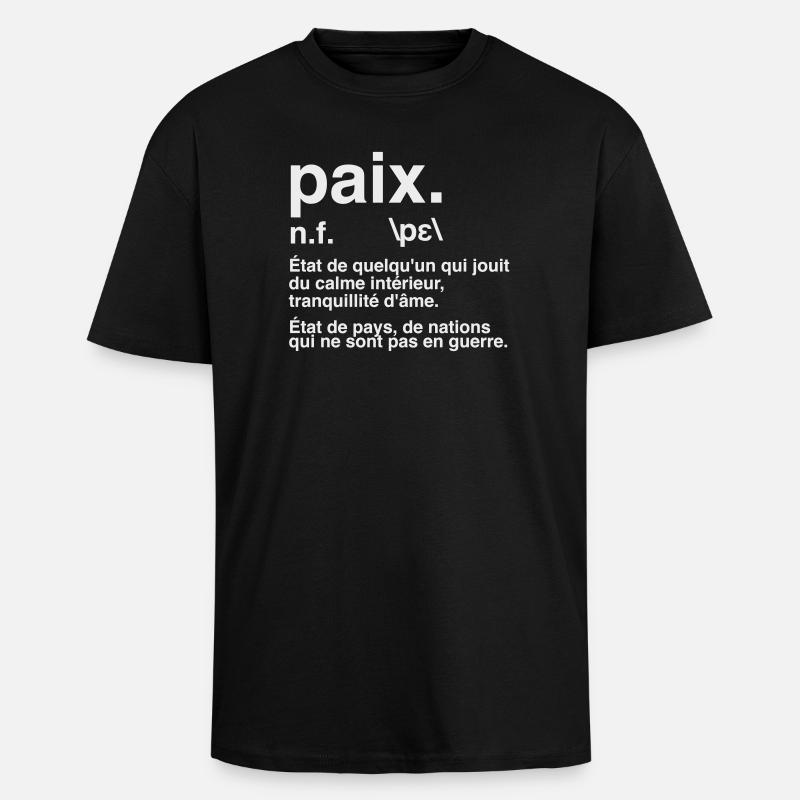 Peace Definition Dictionary Style - Unisex Oversized Heavyweight T-shirt - black