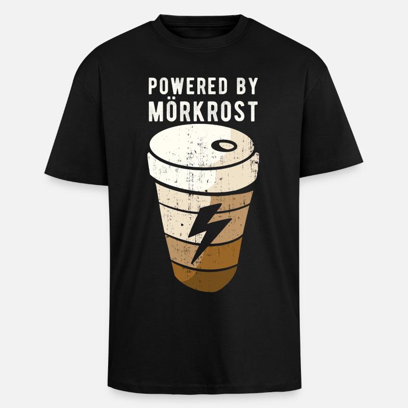 Powered By Mörkrost Schweden Kaffee - Oversized Heavyweight Unisex T-Shirt - Schwarz