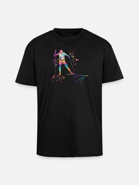 Ski de fond Ski de fond - T-shirt unisexe oversize épais - noir