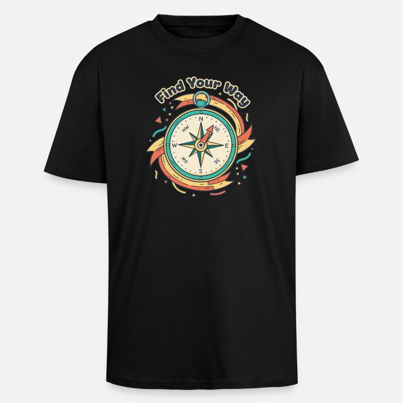 Finde Deinen Weg Kompass - Oversized Heavyweight Unisex T-Shirt - Schwarz