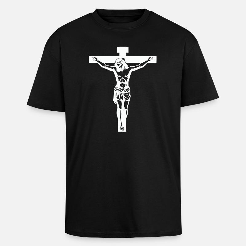 Jesus Kreuz - Oversized Heavyweight Unisex T-Shirt - Schwarz
