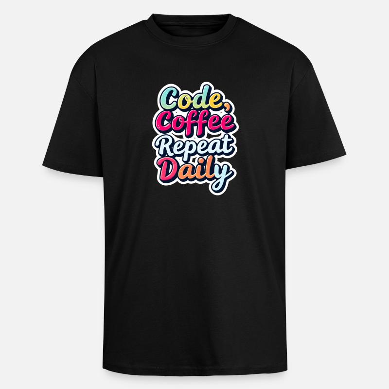 Code Schlaf Debug Wiederholungsprogramm Shirt - Oversized Heavyweight Unisex T-Shirt - Schwarz