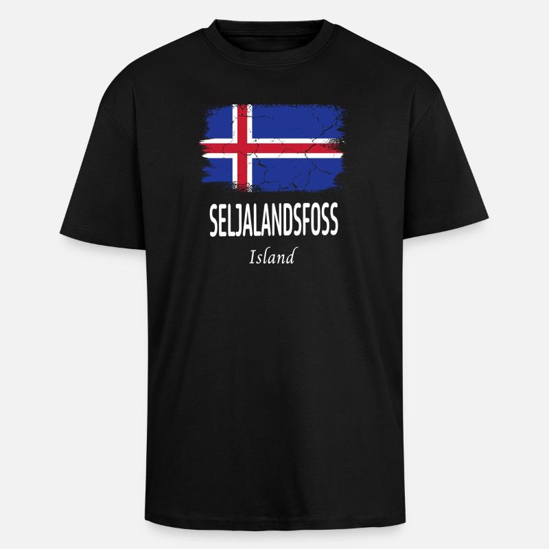 Seljalandsfoss - Unisex Oversized Heavyweight T-shirt - black