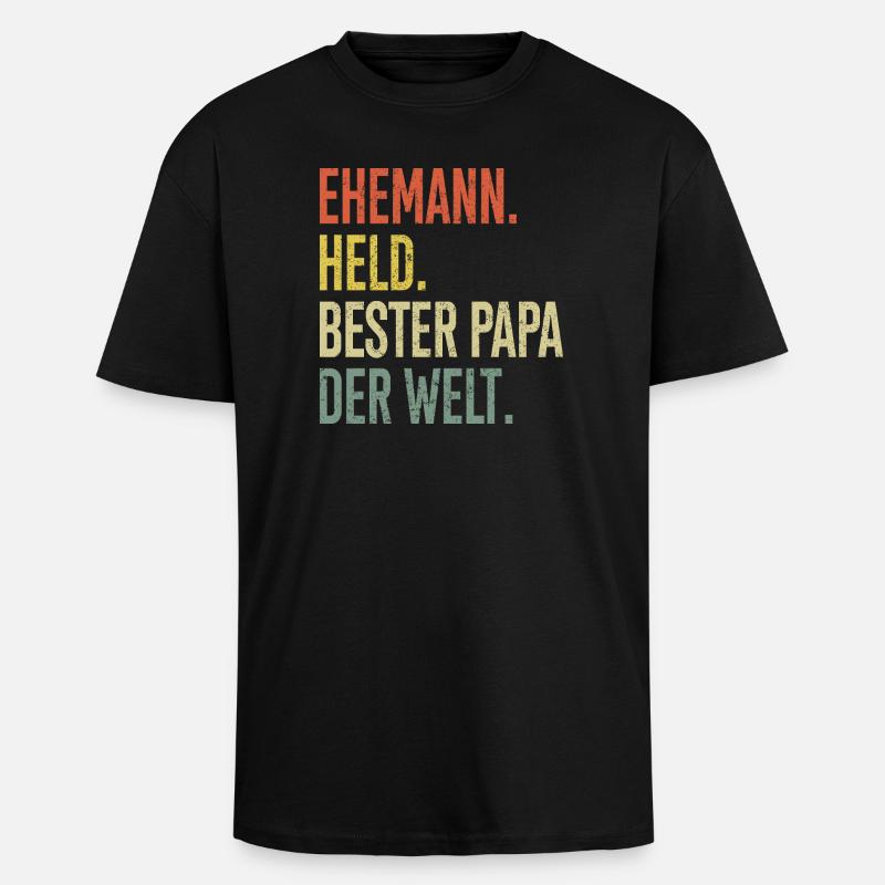 Held Papa Bester Ehemann - Oversized Heavyweight Unisex T-Shirt - Schwarz