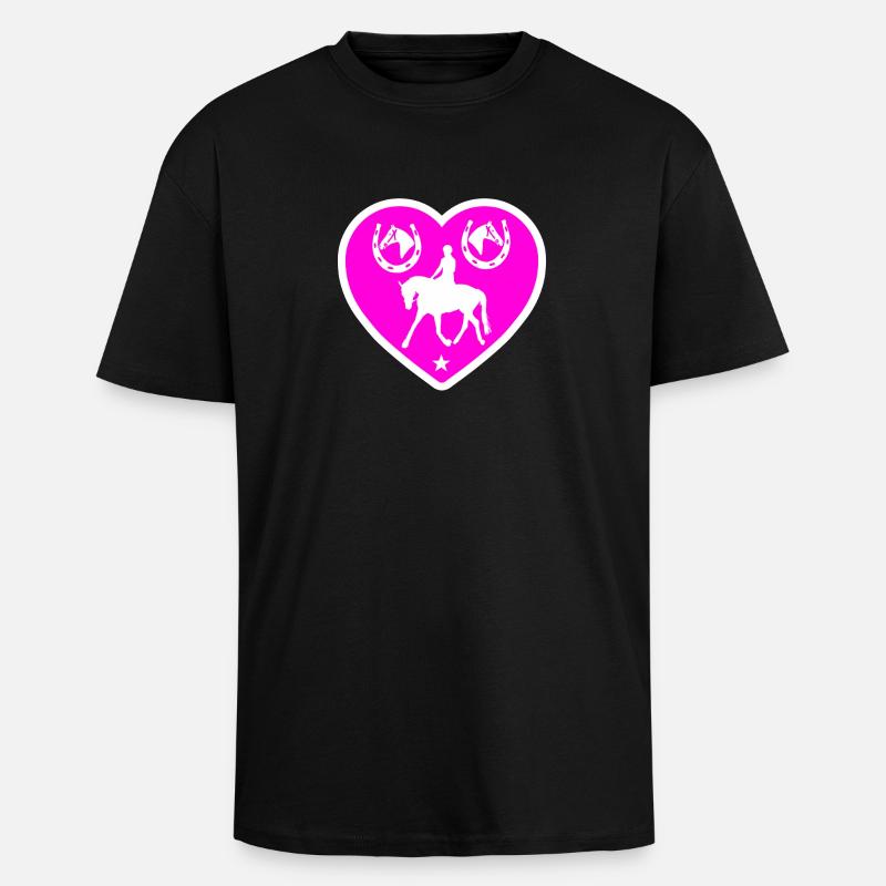 Pferde - Oversized Heavyweight Unisex T-Shirt - Schwarz