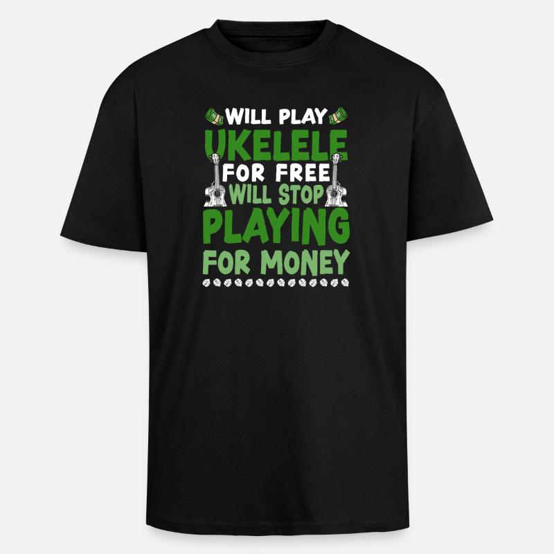 Hawaiian Ukulele Uke Will Play - Unisex Oversized Heavyweight T-shirt - black