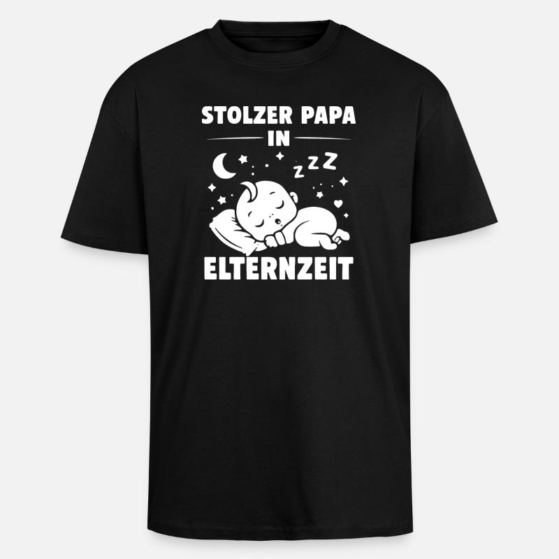 Stolzer Papa in Elternzeit - Oversized Heavyweight Unisex T-Shirt - Schwarz