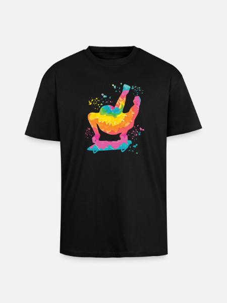 Skeleton Bobsleigh Winter Sports Sled - Unisex Oversized Heavyweight T-shirt - black