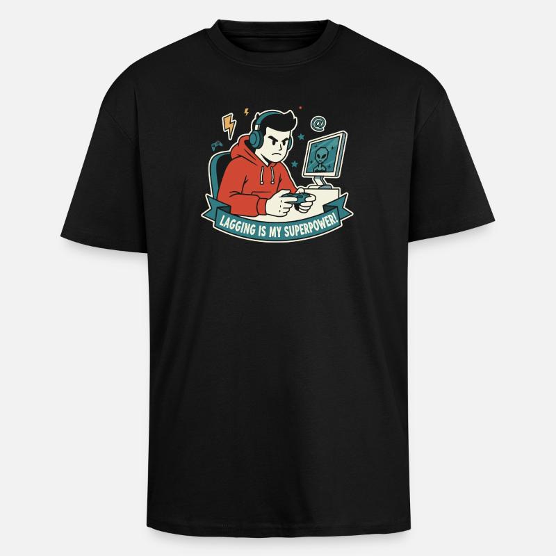 Lagging ist meine Superkraft - Oversized Heavyweight Unisex T-Shirt - Schwarz