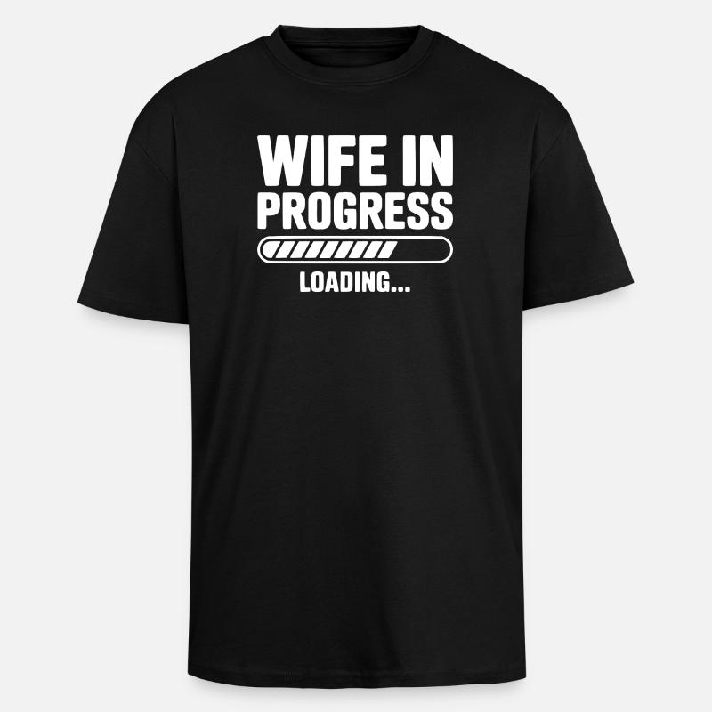 Wife in Progress Loading... - Unisex Oversized Heavyweight T-shirt - black