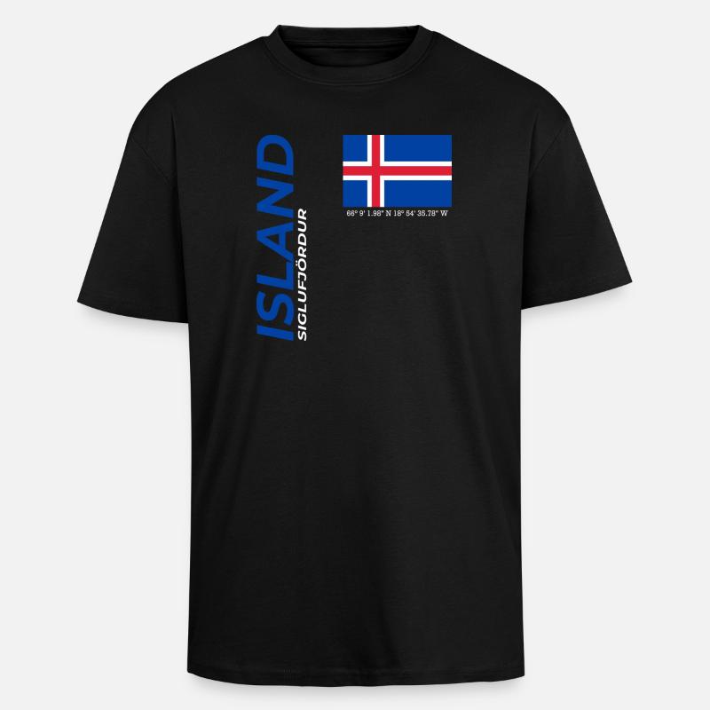 Siglufjördur - T-shirt unisexe oversize épais - noir