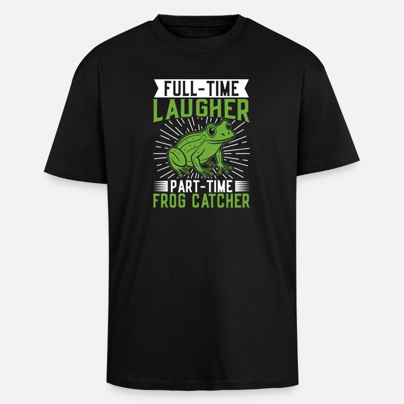 Frog Catcher Full-Time Laugher Frog - Oversized Heavyweight Unisex T-Shirt - Schwarz