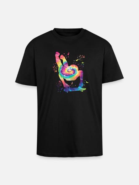 Skeleton Bobsleigh Winter Sports Sled - Unisex Oversized Heavyweight T-shirt - black