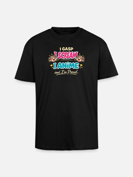 Anime Fangirl Screams Anime Reaction - Unisex Oversized Heavyweight T-shirt - black