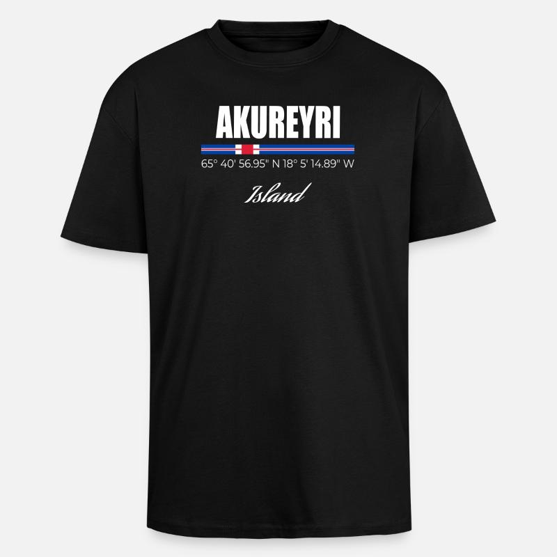 Akureyri  - Oversized Heavyweight Unisex T-Shirt - Schwarz