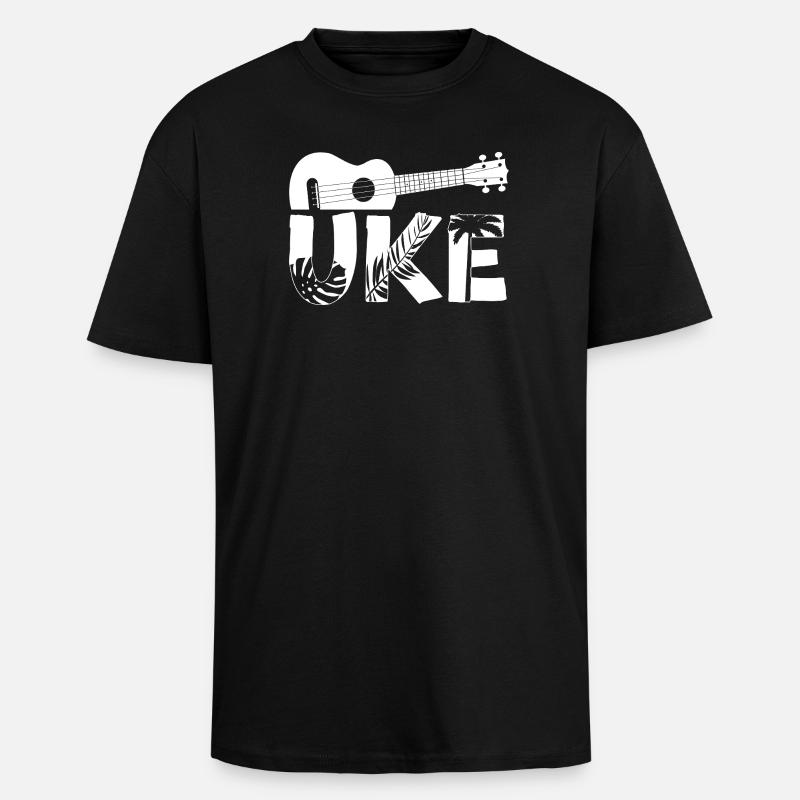 Ukulélé hawaïen uke uke - T-shirt unisexe oversize épais - noir