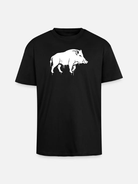 Wild boar graffiti streetwear vector - Unisex Oversized Heavyweight T-shirt - black