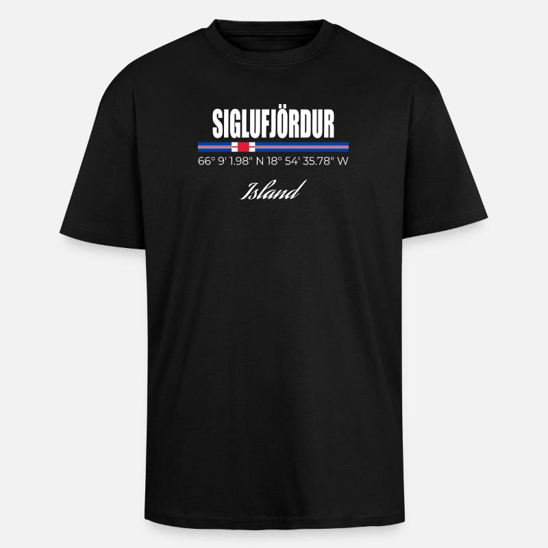 Siglufjördur - T-shirt unisexe oversize épais - noir