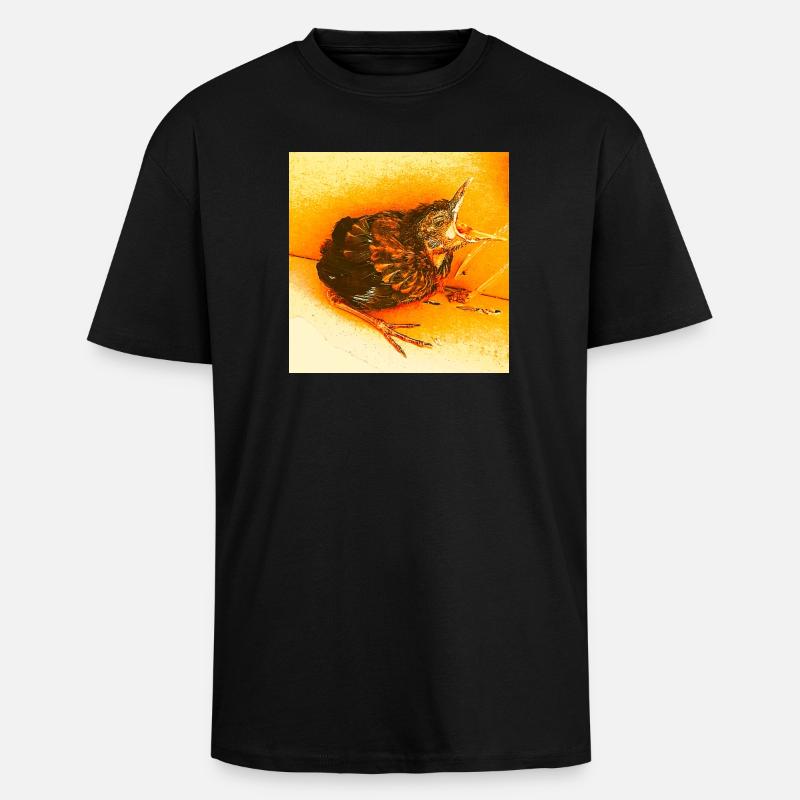 Hungrige Amsel - Oversized Heavyweight Unisex T-Shirt - Schwarz