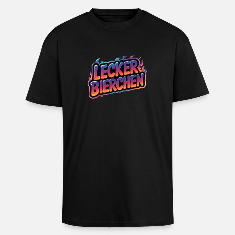 Lecker Bierchen - Funny Alcohol T-Shirt - Oversized Heavyweight Unisex T-Shirt - Schwarz
