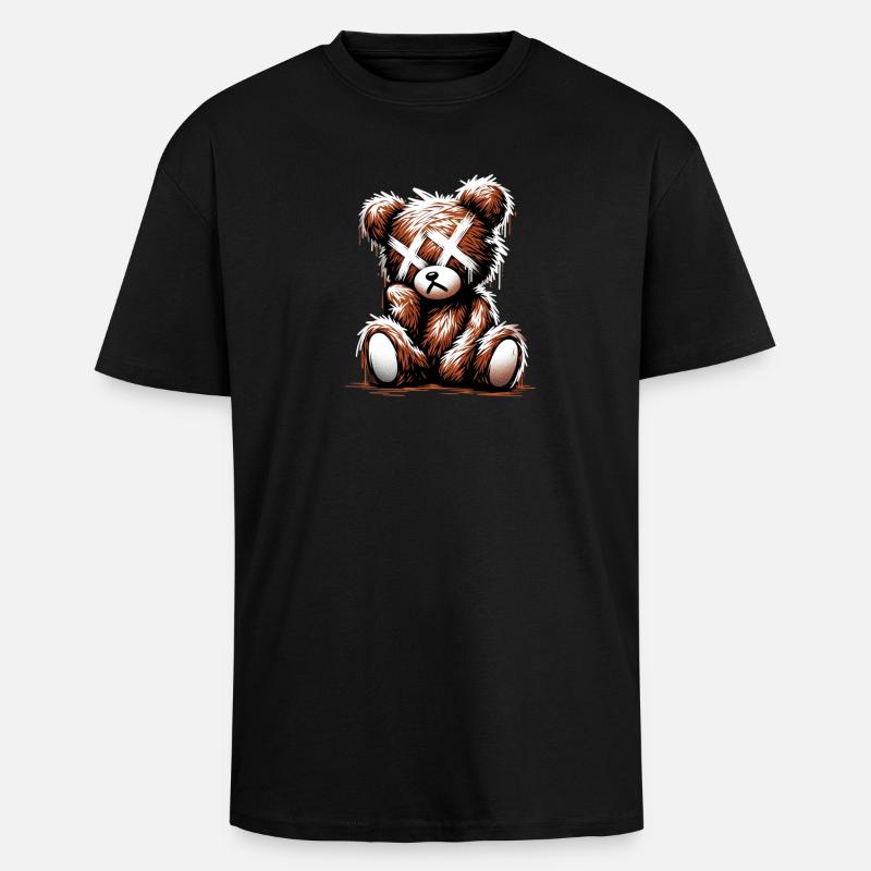 Broken Sad Teddy Graffiti Art - Unisex Oversized Heavyweight T-shirt - black