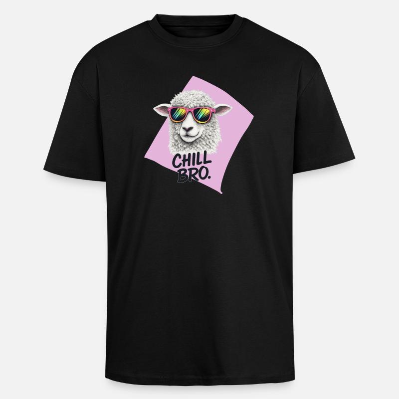 Chill Bro Schaf mit Sonnenbrille - Oversized Heavyweight Unisex T-Shirt - Schwarz