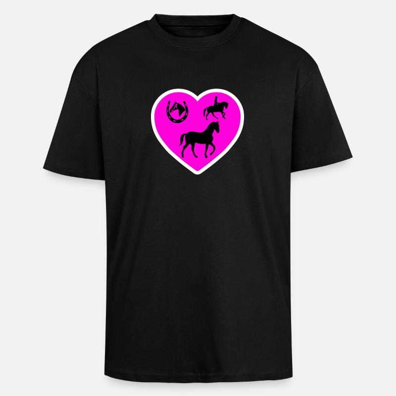 Pferde - Oversized Heavyweight Unisex T-Shirt - Schwarz