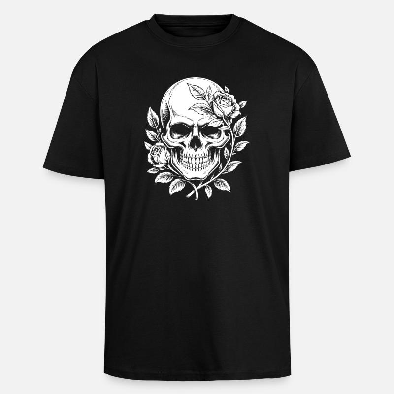 Rosen Skull Schädel - Oversized Heavyweight Unisex T-Shirt - Schwarz