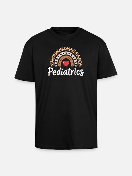 Pediatrics Rainbow Heart - Unisex Oversized Heavyweight T-shirt - black