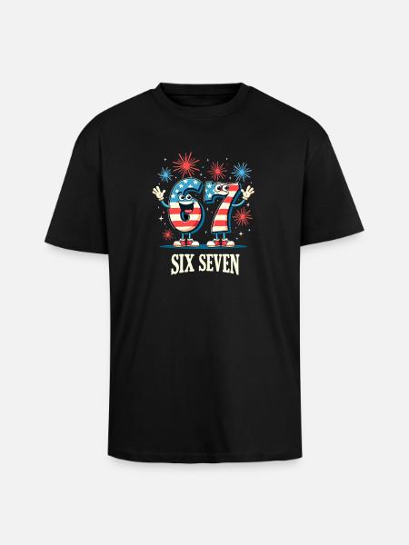 US Flag 67 Memes Six Seven - T-shirt unisexe oversize épais - noir