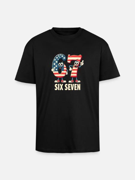 US Flag 67 Memes Six Seven - T-shirt unisexe oversize épais - noir