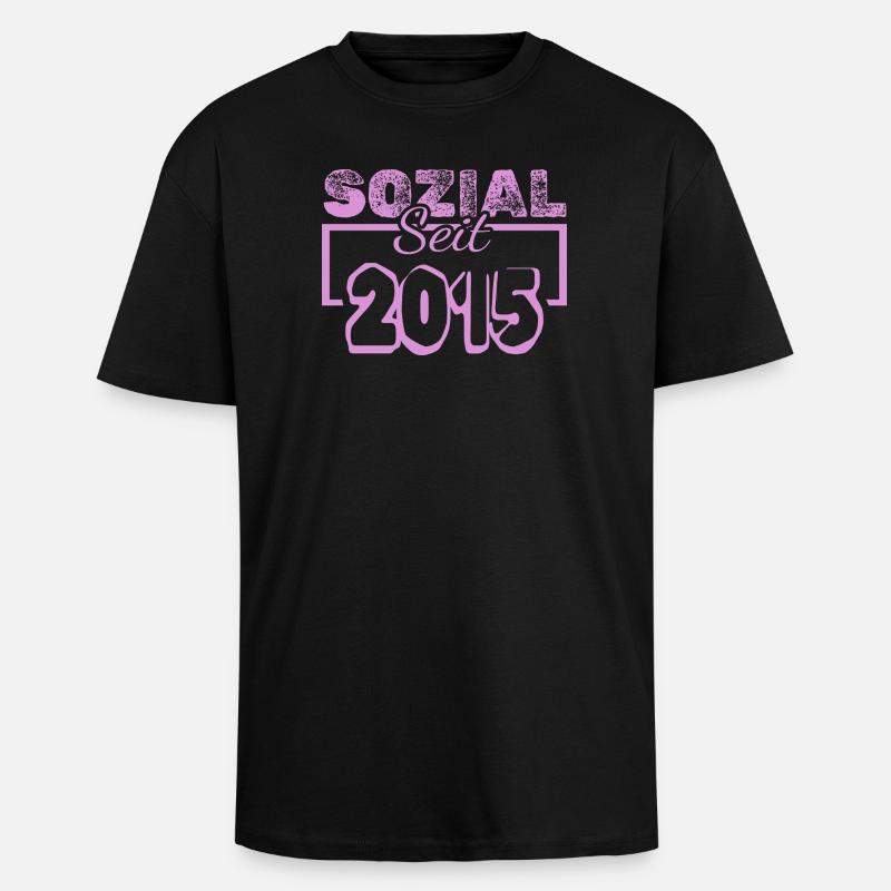 Sozial Seit 2013 Pink - Oversized Heavyweight Unisex T-Shirt - Schwarz