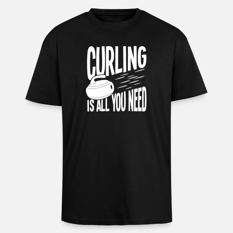 Curling is all you need - Unisex Oversized Heavyweight T-shirt - black