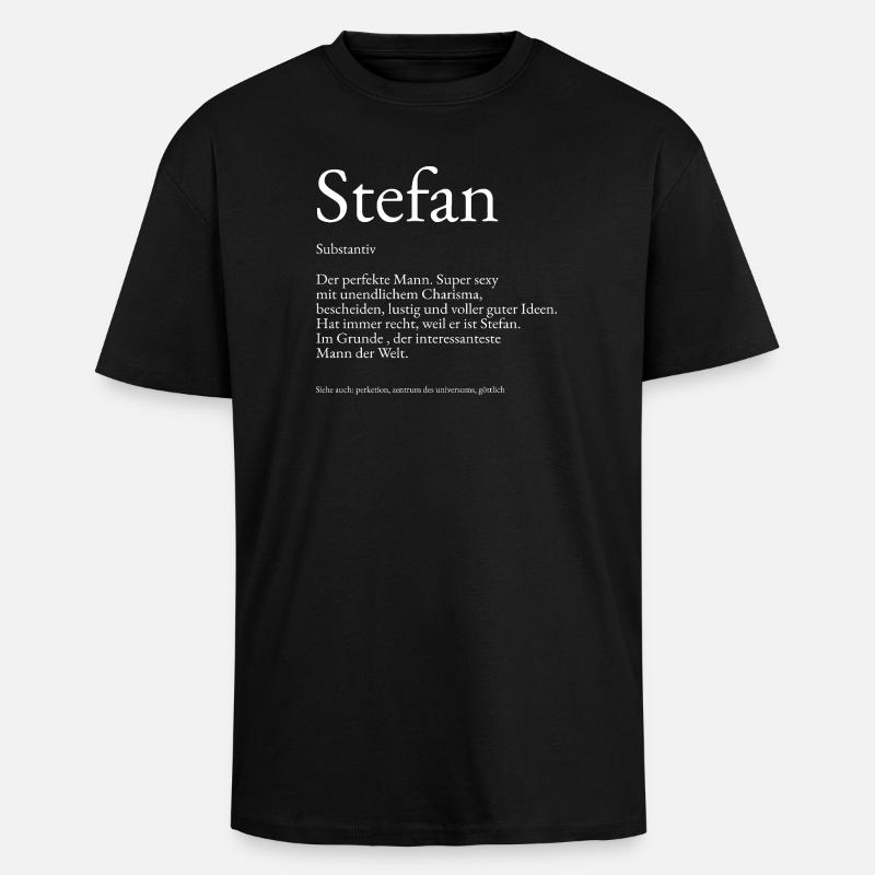 Explication du dictionnaire Stefan Prénom Stefan - T-shirt unisexe oversize épais - noir
