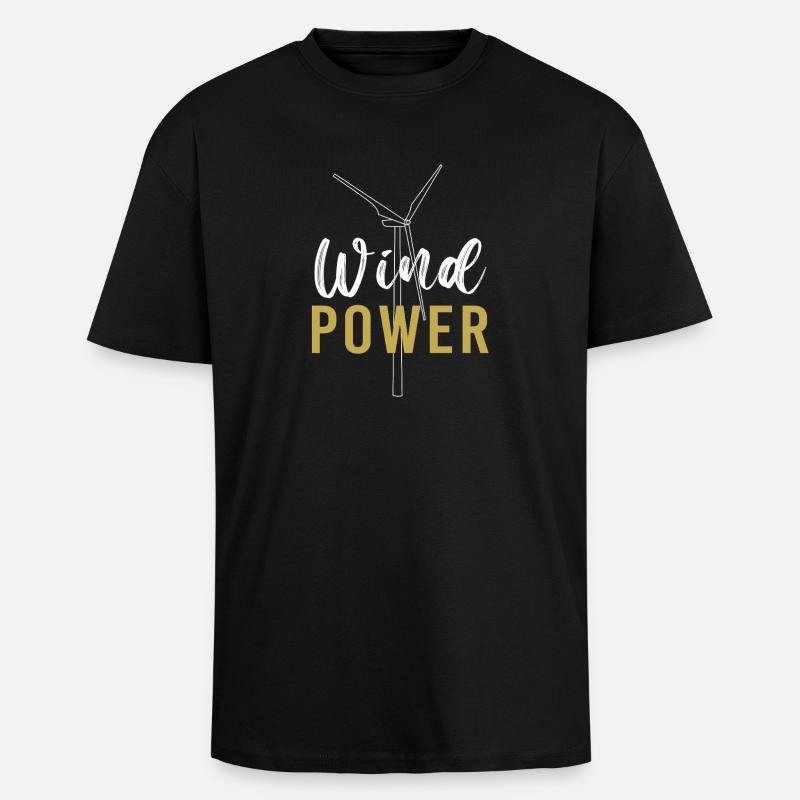 Éolienne, énergie éolienne, énergie éolienne - T-shirt unisexe oversize épais - noir