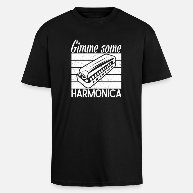 Musicien d’harmonica Donne-moi un peu d’harmonica - T-shirt unisexe oversize épais - noir