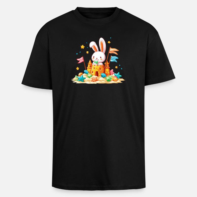Bunny on the Beach Sandpit - T-shirt unisexe oversize épais - noir