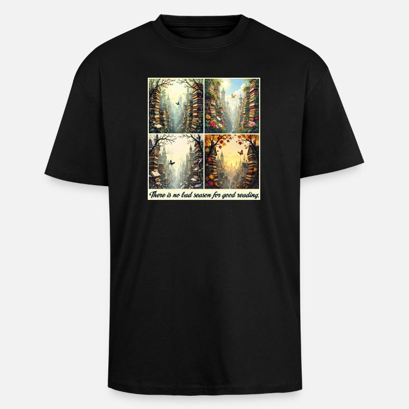 Jahreszeitlicher Lesebogen - Oversized Heavyweight Unisex T-Shirt - Schwarz